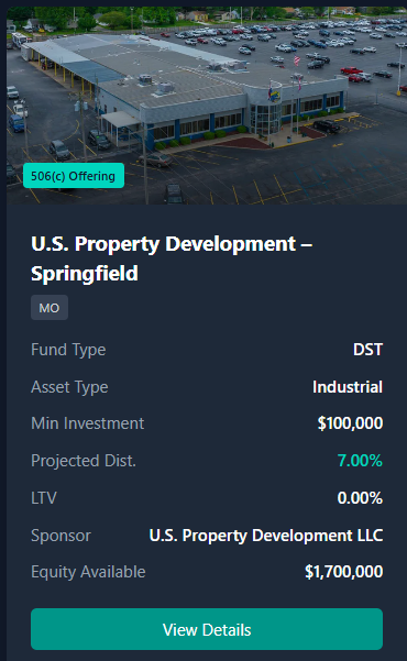 Four single-story commercial buildings on 38 acres in Springfield Missouri with 1,200 parking spaces